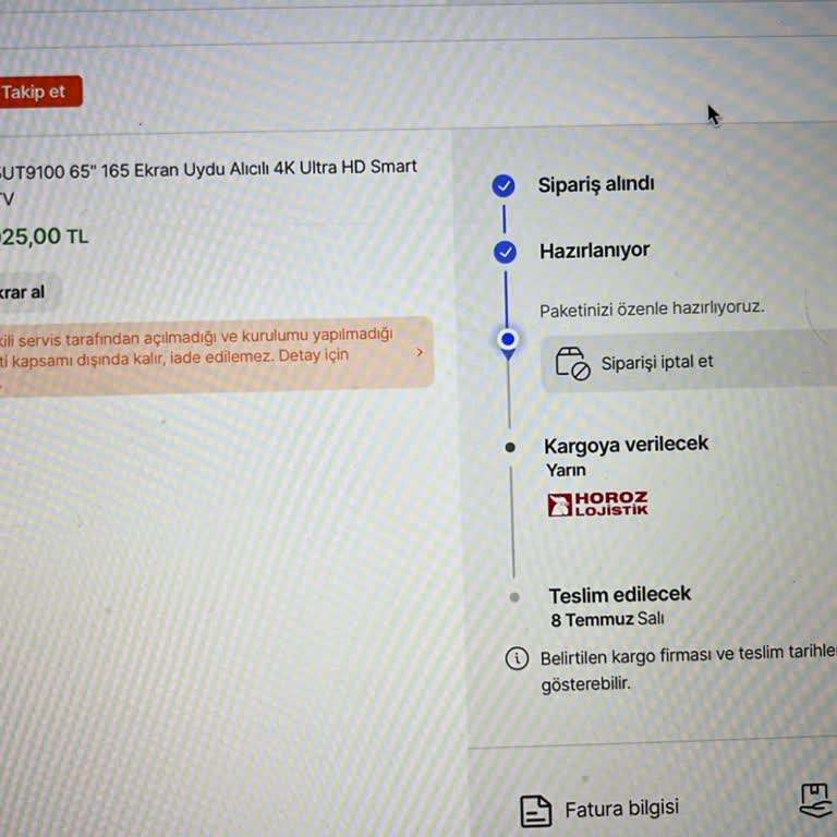 Onaylanan LG TV Siparişim Fiyat Hatası Gerekçesiyle Haksız Şekilde İptal Edildi