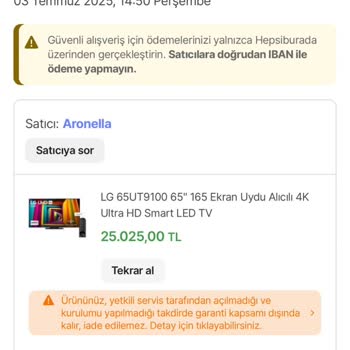 Onaylanan LG TV Siparişim Fiyat Hatası Gerekçesiyle Haksız Şekilde İptal Edildi