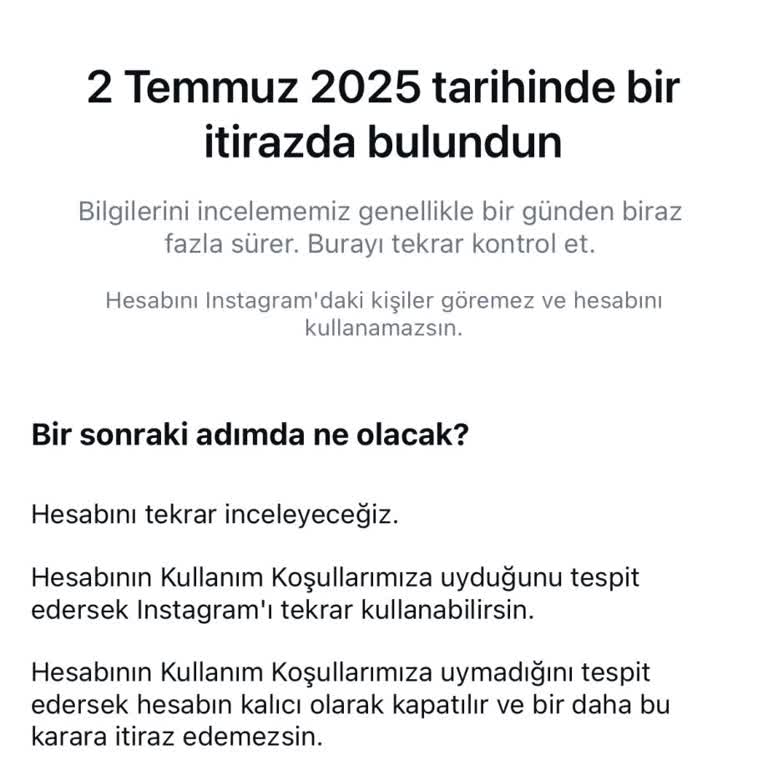 Instagram Sebepsiz Askıya Alınan Hesabımın Açıklamasını ve Çözümünü Bekliyorum