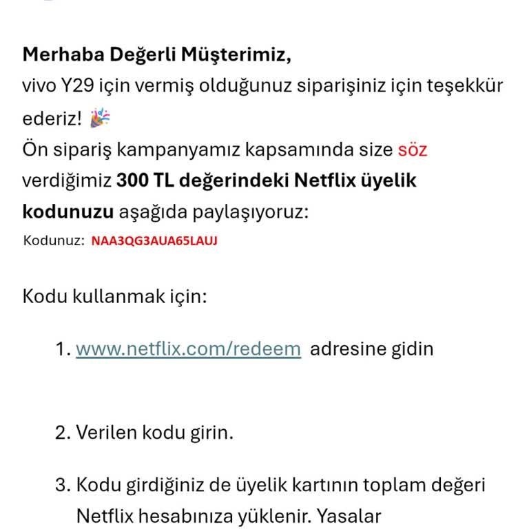Vaat Edilen Netflix Hediyesi Eksik Gönderildi