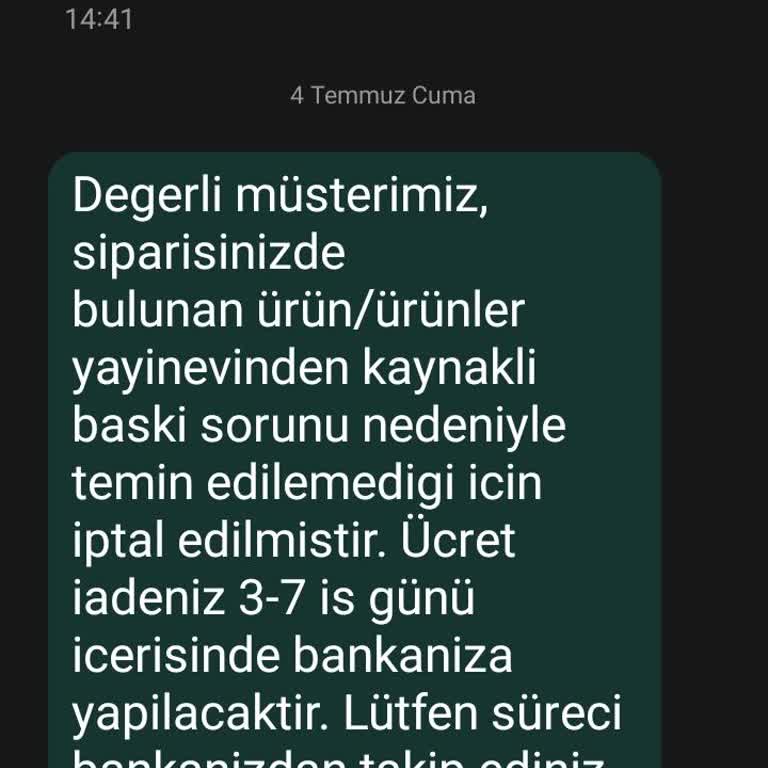 Stokta Olmayan Kitaplar İçin Siparişimin Geç İptali
