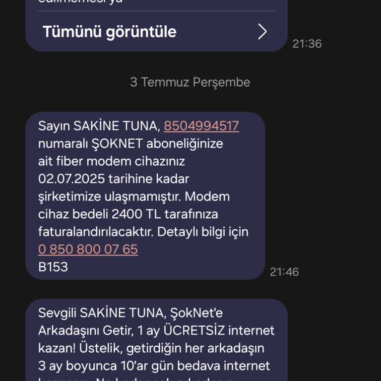 İade Edilen Modem İçin Haksız Fatura Ve Müşteri Hizmetlerine Ulaşılamıyor