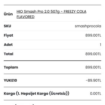 HIQ Smash Pro Pre Workout Ürünü Topaklanmış Ve Müşteri Hizmeti Yetersiz