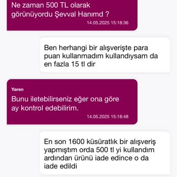 Kullandığım ParaPuanlar Eksiye Düştü Mağdur Oldum