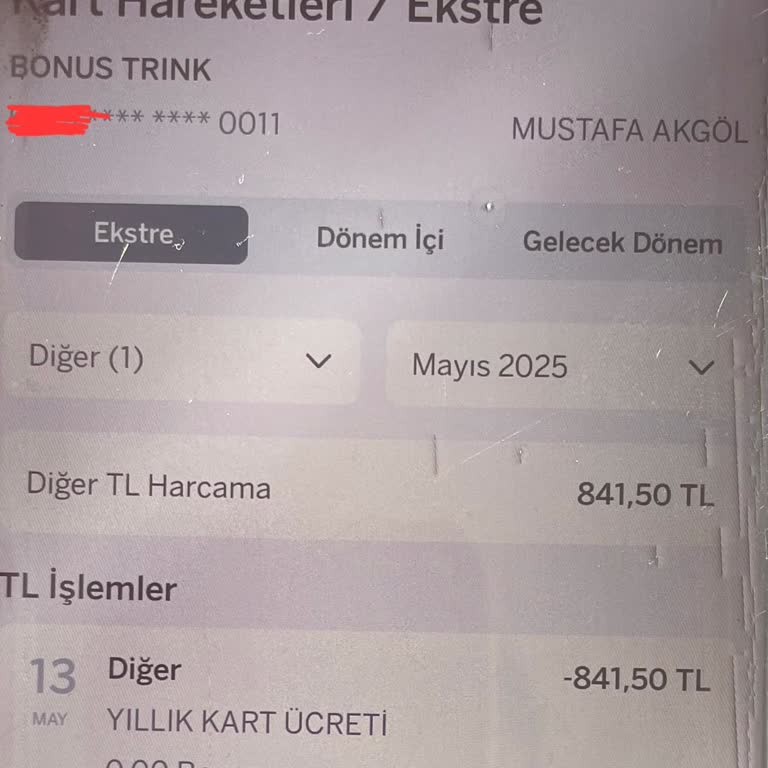 Yıllık Kart Üyelik Ücretinin İadesini Talep Ediyorum