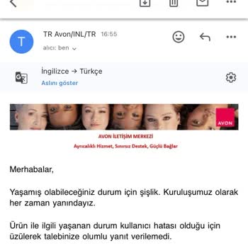 Avon Müşteri Hizmetlerinden Memnun Kalmadım, Bir Daha Alışveriş Yapmayacağım