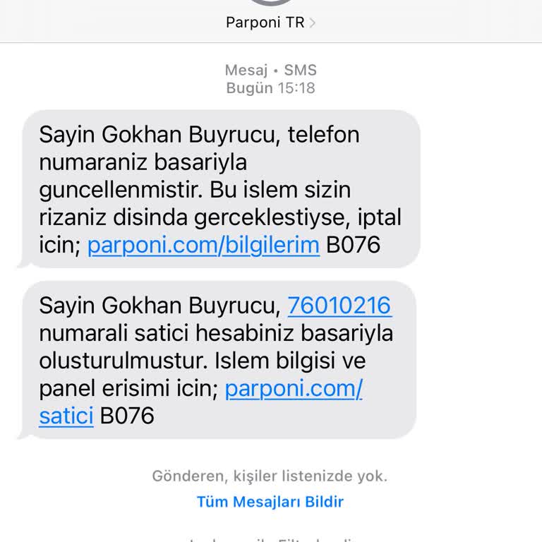 Bilinmeyen Firma Adına Hesap Oluşturulması Ve SMS Bildirimi