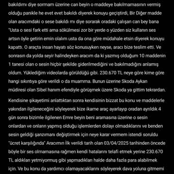 Kartal Skoda Servisinde Hizmet ve İletişimle İlgili Yaşanan Sorunlar