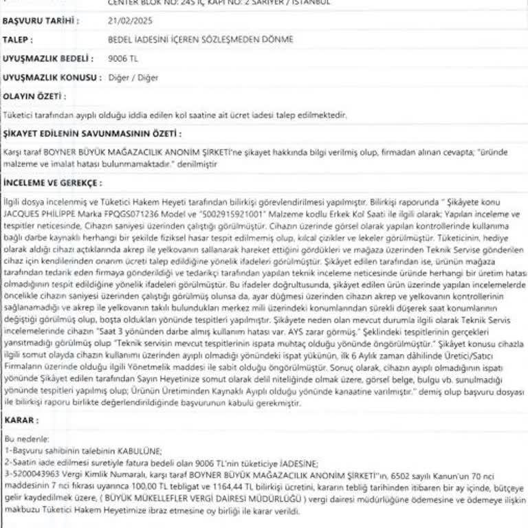 Düğün İçin Alınan Saatte Üretim Hatası Ve Boyner'den İade Sorunu