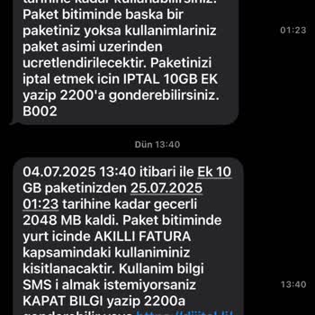 Ek İnternet Paketlerinin Hızla Tükenmesi Ve Yüksek Fatura Sorunu