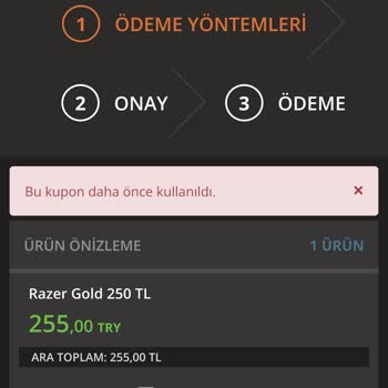 Razer Gold Alışverişimde İndirim Kodum Boşa Gitti Sistemsel Hata Çözülmüyor