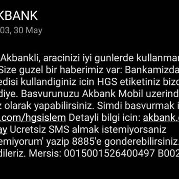 Akbank Hediye HGS İçin Ücret Alınması Ve İade Reddi