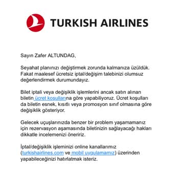 Primefly Bilet Hakkımız THY Tarafından Yok Sayıldı