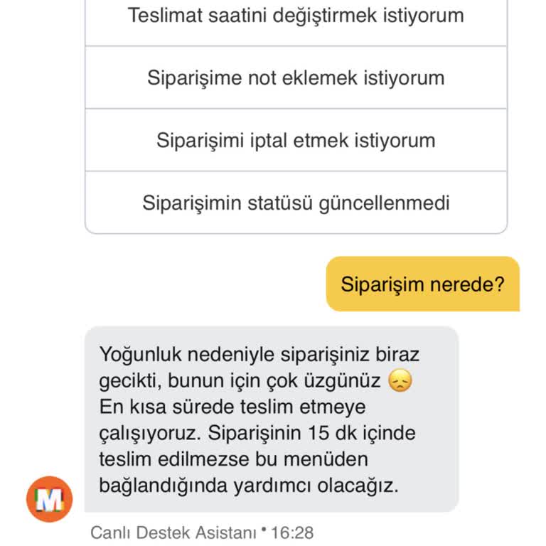 Migros Hemen Siparişim Zamanında Teslim Edilmedi, Canlı Destek Yetersiz Kaldı