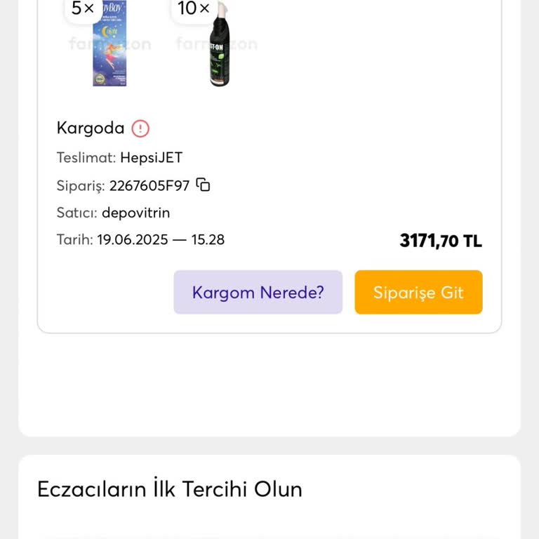 Farmazon'dan Sipariş İptali Ve Bilgilendirme Eksikliği Mağduriyeti