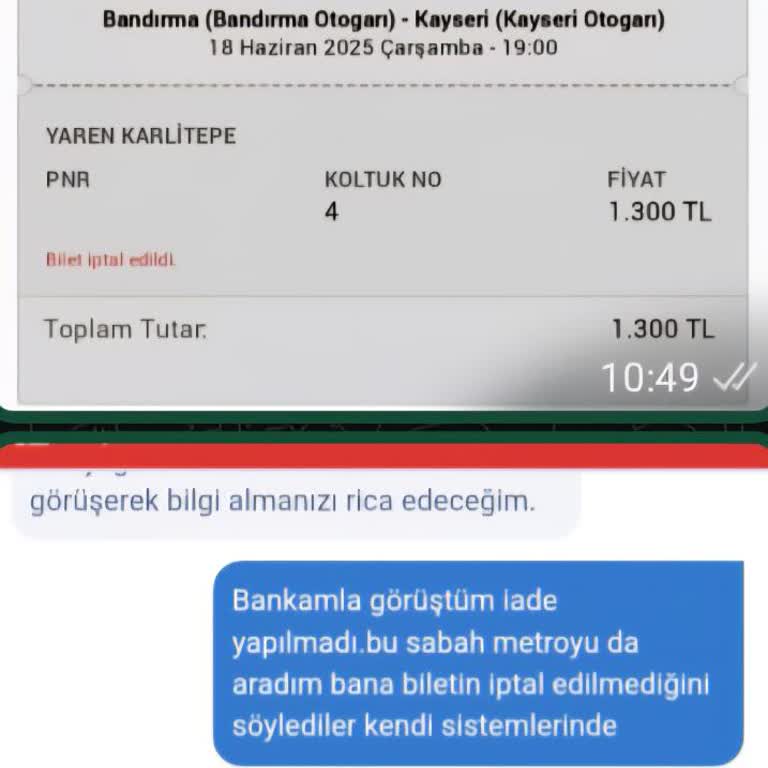 Bilet İptal Edildi, Para İadesi Yapılmadı: Mağduriyetim 1 Aydır Çözülmedi
