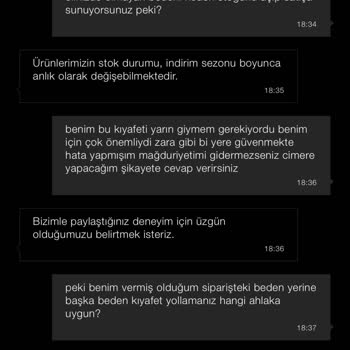 Yanlış Beden Gönderimi Ve Mağduriyetin Giderilmemesi