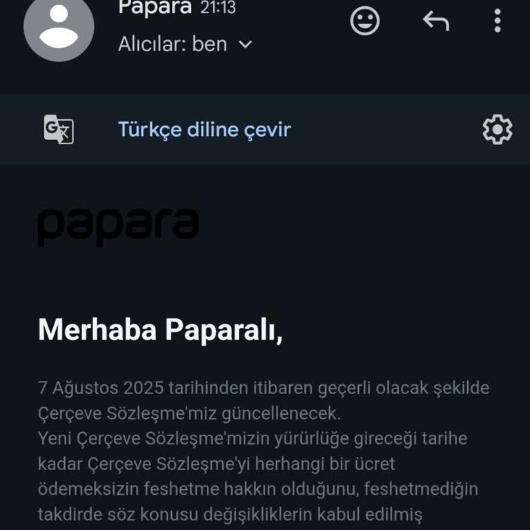 Kullanmadığım Papara Hesabı İçin Ücret Talebi Ve Hesap Kapatma İsteğim