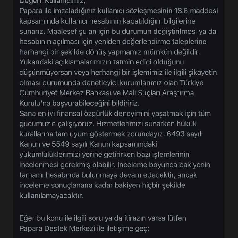 Papara Hesabım Haksız Yere Kapatıldı, Mağdur Edildim