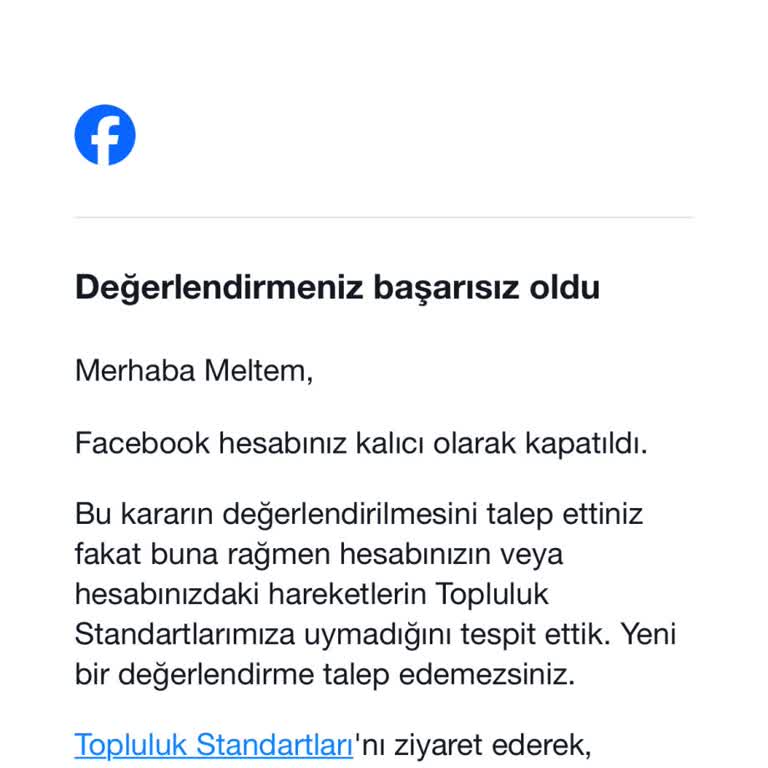 Facebook Hesabım Sebepsiz Yere Kapatıldı, Geri Açılmasını İstiyorum