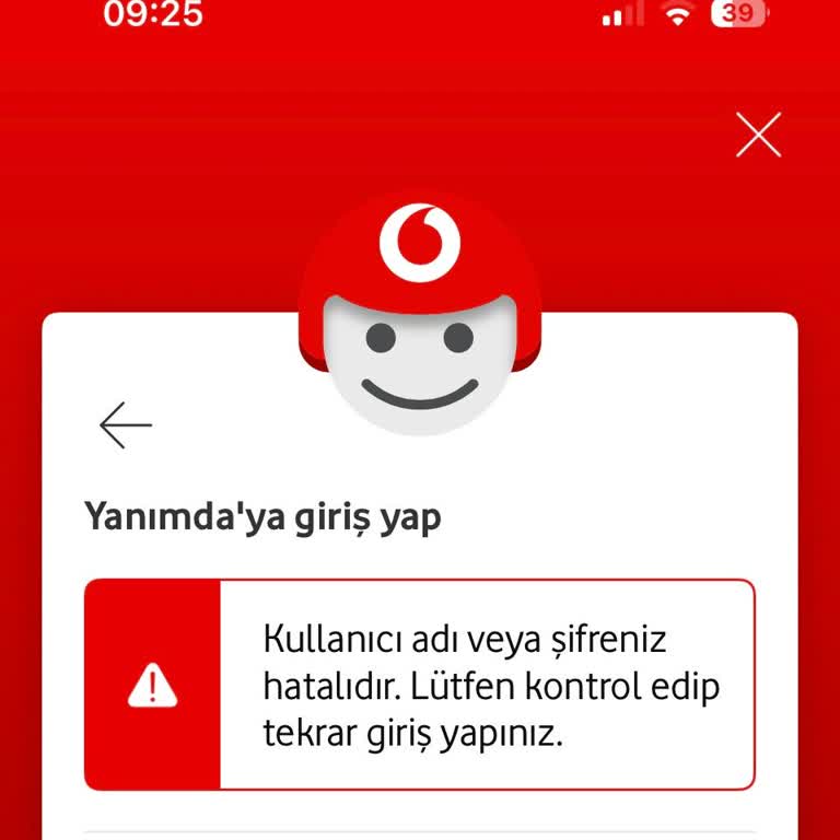 Vodafone Uygulamasına Giriş Yapılamıyor, Şifre Kabul Edilmiyor