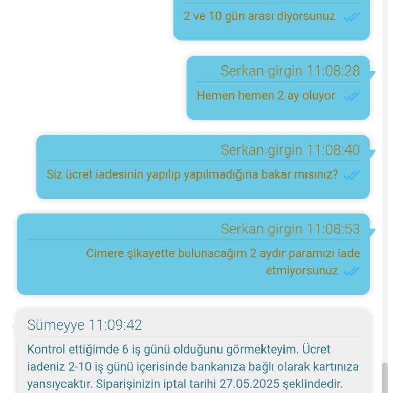 Sipariş İptal Edildi Para İadesi Haftalardır Yapılmıyor