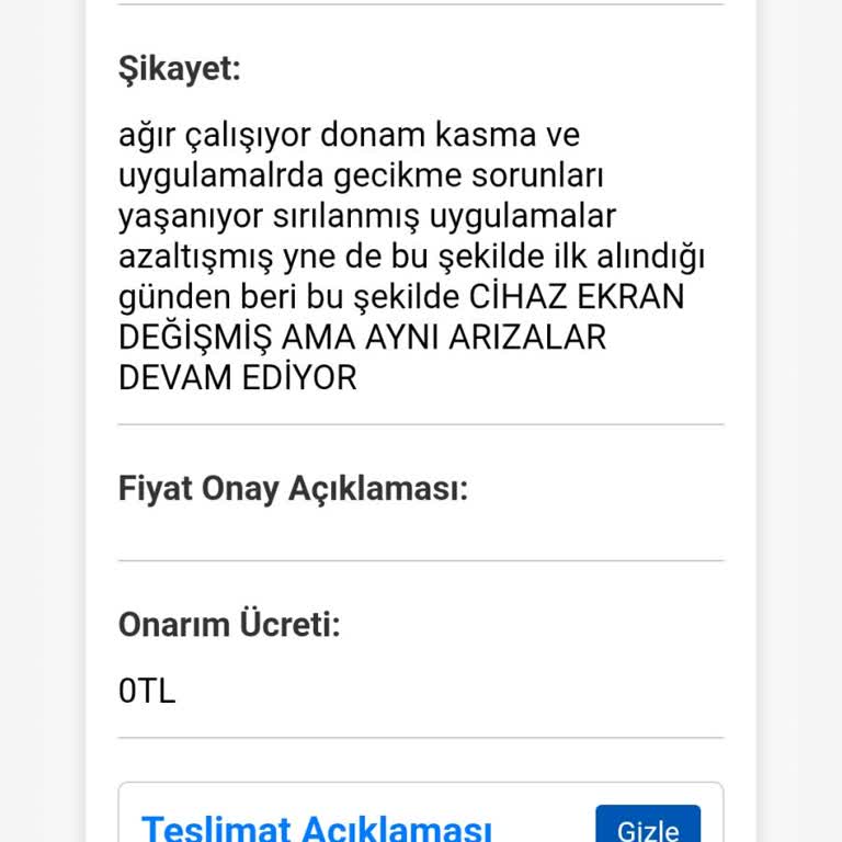 Garanti Sürecinde Bilgi Verilmeden Yapılan Müdahalelerle Mağdur Edildim
