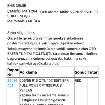 Petlas Lastik Garanti Sürecinde Mağduriyet Ve İlgisizlik