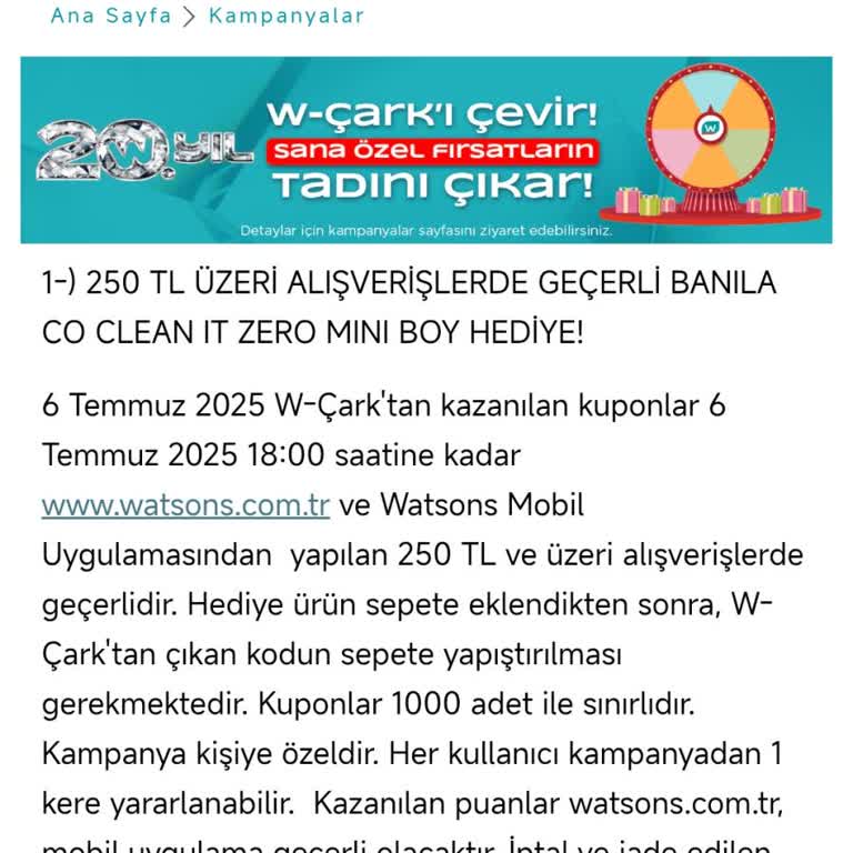 Watsons Uygulamasında Hediye Çarkı Sorunu Ve Destekten Çözüm Alamama
