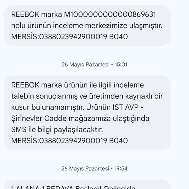 Reebok Ayakkabıda Kısa Sürede Açılma Ve Olumsuz İnceleme Sonucu