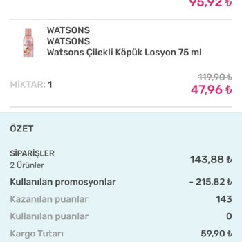 Watsons Alışverişimde Puanlarım Yüklenmedi