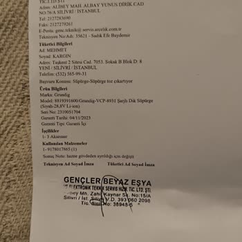 Grundig Dikey Süpürgede Sürekli Arıza Ve Değişim Talebimizin Reddedilmesi