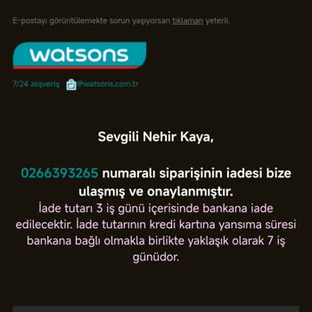 Watsons Online Alışverişte Puan Ve Sipariş Sorunu