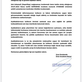 Kısa Sürede Yıpranan Ayakkabı İçin Mağazadan Olumsuz Dönüş Aldım