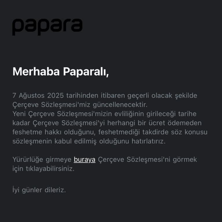 Kullanmadığım Papara Hesabım Kapatıldı, Haksız Ücret Talebini Kabul Etmiyorum