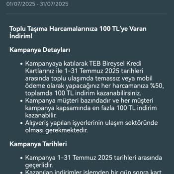 CepteTeb Toplu Taşıma Kampanyası İadesi Yapılmadı
