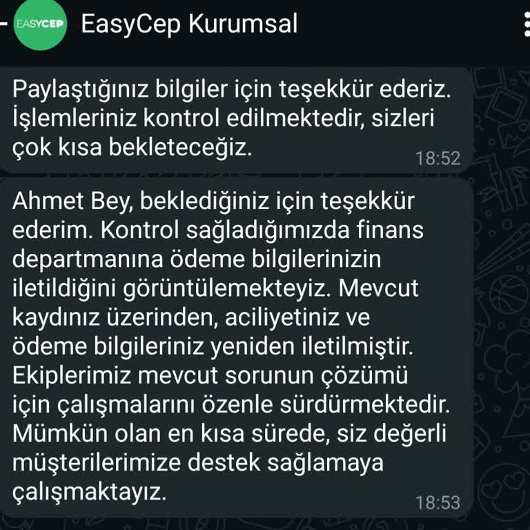 EasyCep'ten Geciken Ödeme Mağduriyeti