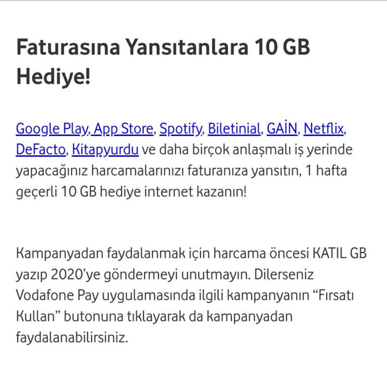 Vodafone 10 GB Hediye İnternetim Neden Hala Tanımlanmadı