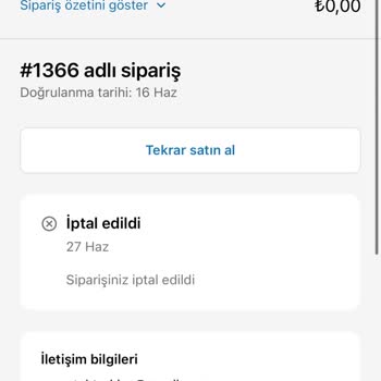 Sipariş İptali Sonrası Para İadesi Yapılmadı, Müşteri Hizmetleri Yanıt Vermiyor