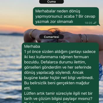 Satın Aldığım Çanta 2 Kullanımda Bozuldu, Firma Dönüş Yapmıyor