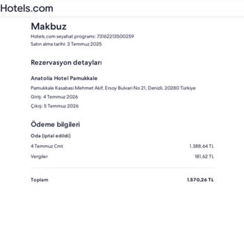 Yanlış Tarihli Rezervasyon Sonrası Haksız İptal Ücreti Kesilmesi