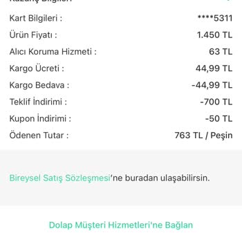 Dolap Kargo Sorunu Nedeniyle Teslim Alınmayan Ürünün Tam İadesi Yapılmıyor