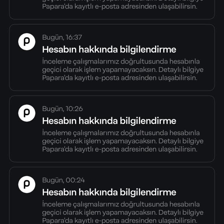 Papara Uzun Süredir Hesabımın Açılmasını Ve Paramı Kullanabilmeyi Bekliyorum