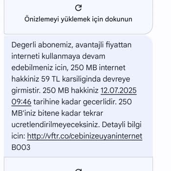 Vodafone Onaysız 250 MB İnternet Paketi İçin 59 TL Ücret Şoku