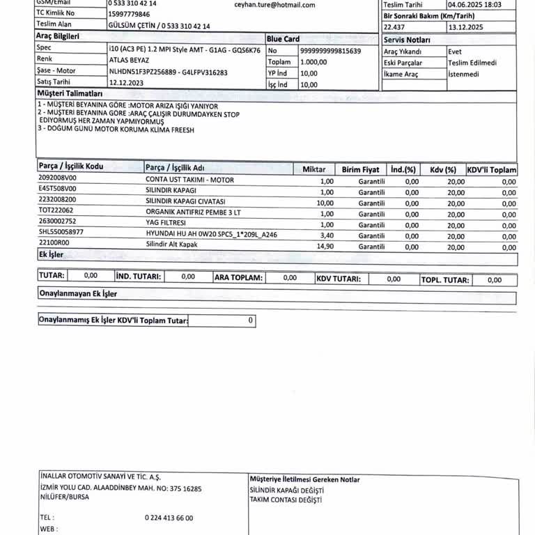 Sıfır Alınan Hyundai İ10'da 10.678 Km'de Motor Dağıldı, Parça Değişimi Ve Değer Kaybı Sorunu