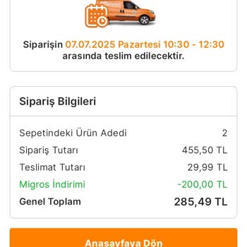 Migros Sanal Market Siparişim Sebepsizce İptal Edildi, Mağdur Edildim
