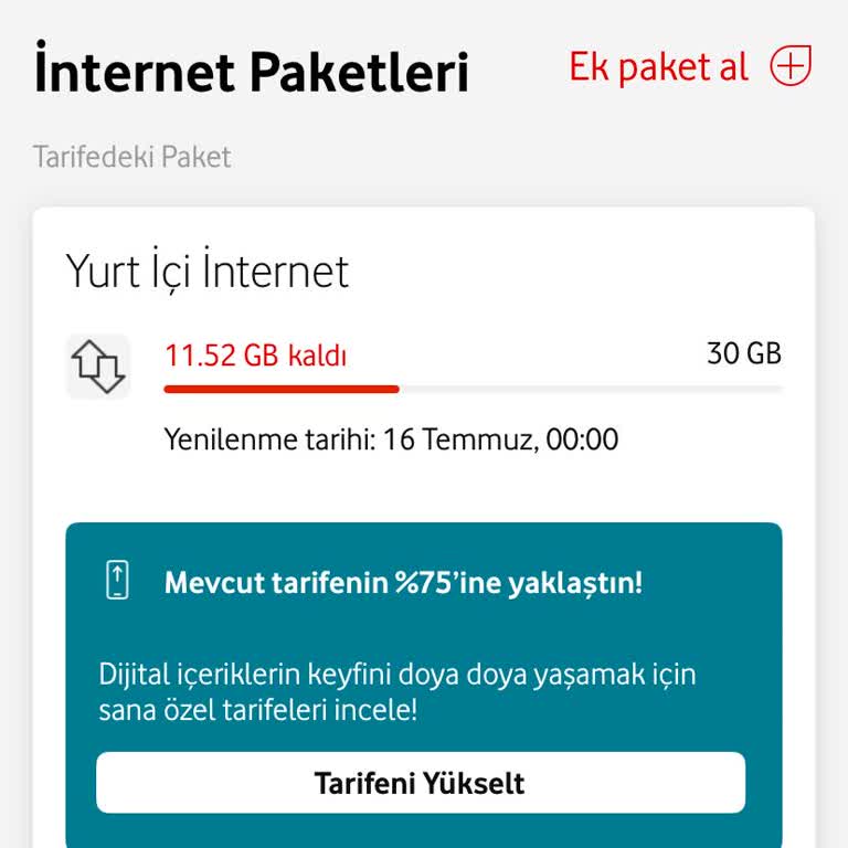 Vodafone Hediye İnterneti Kullanmıyor Paketimden Düşüyor
