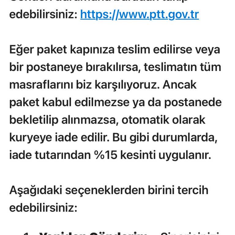 Siparişim Gelmedi, Paramın Bir Kısmı Kesilerek İade Ediliyor