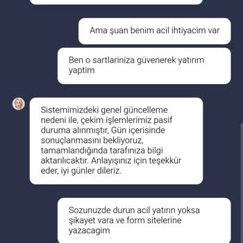 Çekim Talebimde Ödeme Yapılmadı Ve Güncelleme Bahanesi Sunuldu