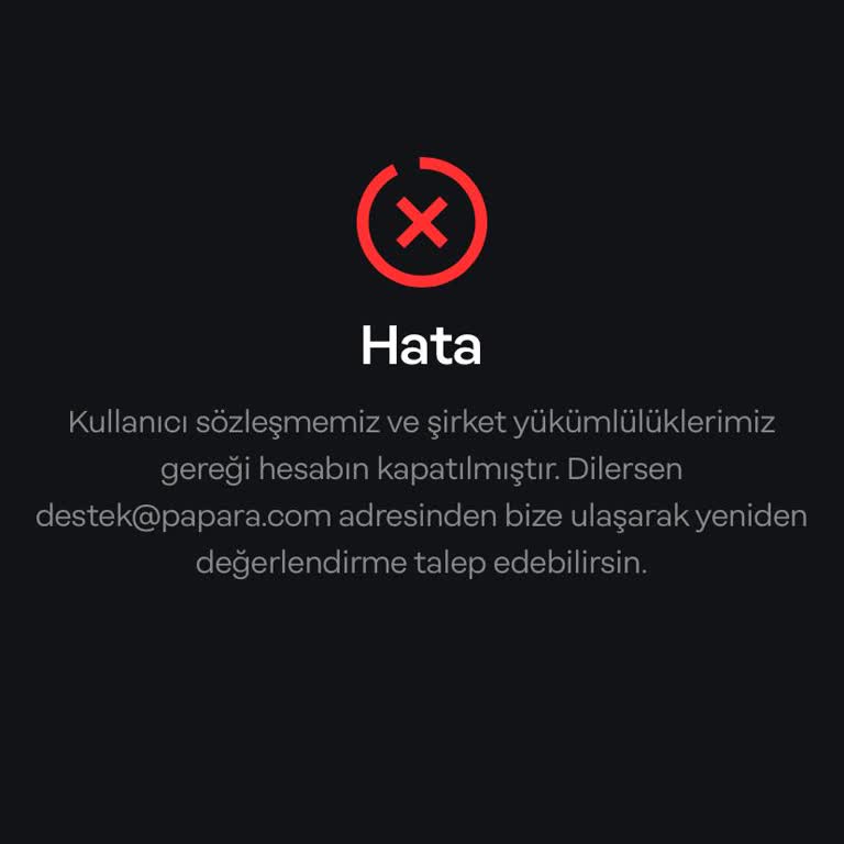 Papara Hesabım Gerekçesiz Kapatıldı, Açıklama Ve Yeniden Aktifleştirme Talebim Var